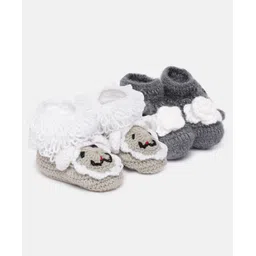 MayRa Knits Pack of 2 Hand Knitted Sheep & Cloud Design Booties - Grey-picture-31