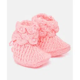 MayRa Knits Pearl Embellished Hand Knitted Booties - Pink-picture-27