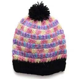 MayRa Knits Striped Pattern Hand Knitted Bobble Cap - Purple-picture-24