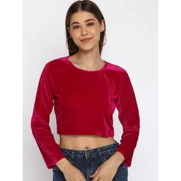 Mayra Fuchsia Velvet Crop Top-picture-11