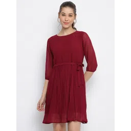 Mayra Maroon Georgette Dress-picture-34