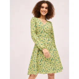 Mayra Women Cotton V-Neck Floral Printed Wrap Dress-picture-27