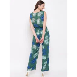 Mayra Women Green & Blue Printed Basic Jumpsuit image 4
