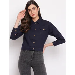 Mayra Women Navy Blue Crop Tailored Jacket-picture-38