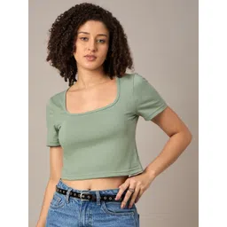 Mayra Women Solid Scoop Neck Cotton T-shirt-picture-30
