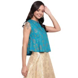 mayra Women's Printed Top (2005T11326_M Blue) image 3