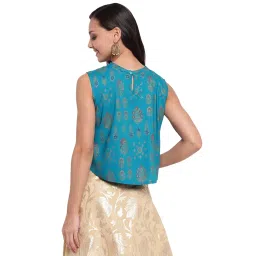 mayra Women's Printed Top (2005T11326_M Blue) image 2