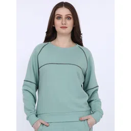 MAYSIXTY Striped Raglan Sleeves Cotton Pullover-picture-10