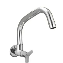 Mayur Ocich Sleek Brass Wall Mount Chrome Plated Heavy Duty Sink Cock with Ext Rotating Spout-picture-20