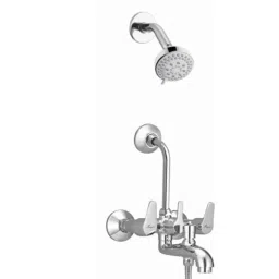 Mayur Ocich Trendy 2 Pcs Brass Chrome Plated Silver Wall Mixer Set with Multi-Flow Shower-picture-11