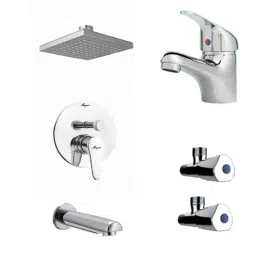 Mayur Ocich Trendy 6 Pcs Brass Wall Mount Heavy Duty Wall Mixer Bathroom Set with Rain Shower, 1165R6-1801-1111-Tri01-picture-19