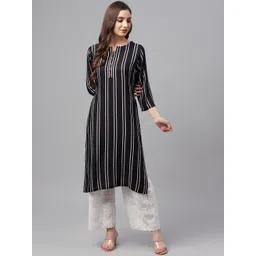 MBE Women Black & White Striped Kurta-picture-13