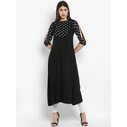MBE Women Black Printed A-Line Kurta-picture-16