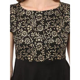 MBE Women Black Printed A-Line Kurta image 2