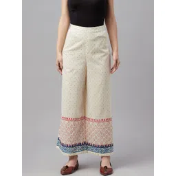 MBE Women Off White & Red Printed Palazzos-picture-12