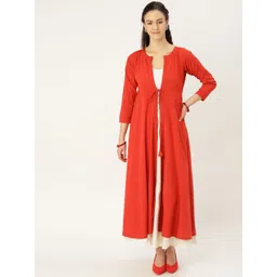 MBE Women Rust Orange Solid Tie-Up Shrug-picture-25