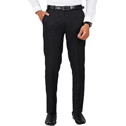 mc henry McHenry Men's Wrinkle Free Stretchable Self Design Formal Regular Fit Trousers image 1