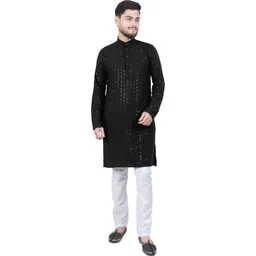 M'COT Mandarin Collar Straight Cotton Kurta-picture-12
