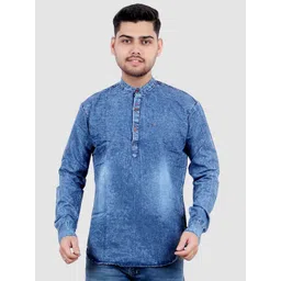 M'COT Men Solid Mandarin Collar Washed Straight Kurta-picture-29