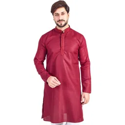 M'COT Men Thread Work Mandarin Collar Straight Kurta-picture-28