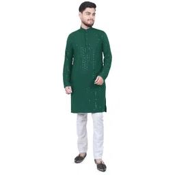 M'COT Striped Mandarin Collar Straight Cotton Kurta-picture-22