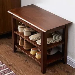 Md Decor Storage Bench Wooden Shoe Rack Bench | Rustic Solid Wood Entryway Bench | Indoor Shoe Organizer | Brown Wood Shoe Storage | 23.6 Inch Wooden Bench for Hallway<2-picture-20