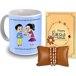 ME & YOU Designer Rakhi with 325Ml-Coffee Mug for Brother |Raksha Bandhan for Brother| Unique Rakhi Gifts Combo for Brother | Rakhi Gift for Bhai - Pack of 4-image-43
