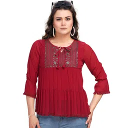 me Queen Women Embroidered Chiffon Top-picture-40