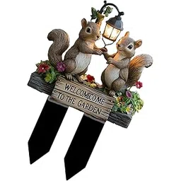 Meadawgs®2D Flat Two Squirrels Welcome to The Garden Stake Waterproof Yard Decoration|Home & Garden | Home D?©cor | Figurines|1 Garden Stake-image-3