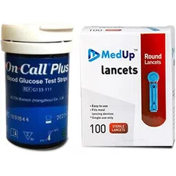 medup round lancet 100 with oncall Plus 50 Glucometer Strips-picture-10