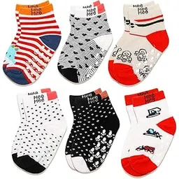 Mee Mee Cotton socks for baby | Anit - Skid, Soft, Colourful Prints For 0-6 Months (Pack of 6)-image-14