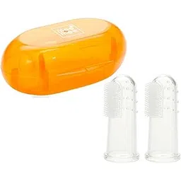 Mee Mee Multifunctional Unique Silicone Finger toothbrush with Soft Bristles and Carry Case for Gentle Cleaning/Oral Hygiene of Gums/Tounge designed for Kids & Infants.(Pack of 2,Orange)-picture-11