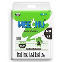 Meechu NewBorn Baby Diapers WithCount Cottony Soft Absorb Technology Leakage Protection - 36 Pieces-picture-25