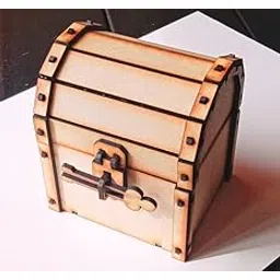 MeeCraft Antique Laser Cut Wooden Small Treasure Chest for Kids to Safe Coins.-picture-19