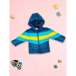 MeeMee Boys Blue & Yellow Striped Lightweight Padded Jacket-picture-22