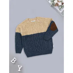 MEEMEE Boys Geometric Self Design Round Neck Cotton Pullover With Elbow Patches-picture-31