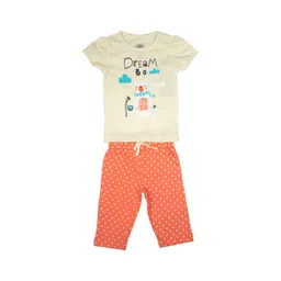 MeeMee Girls Beige & Orange Printed Night Suit-picture-39