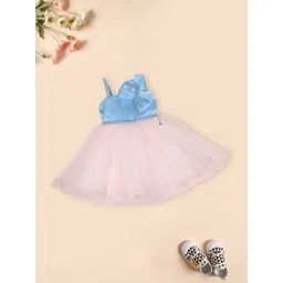 MeeMee Girls Bow Detailed Beaded Net Fit & Flare Dress-picture-27