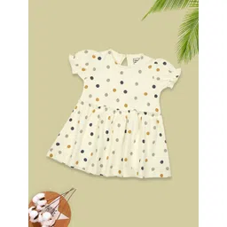 MeeMee Girls Polka Dots Print Puff Sleeve Cotton Fit & Flare Dress-picture-29