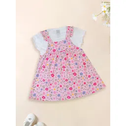 MeeMee Girls Shoulder Straps Flutter Sleeve Floral Print Fit & Flare Dress-picture-18