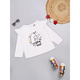 MeeMee Girls White & Black Print Round Neck Top-picture-28