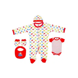 MeeMee  Infant Set of 5 Red & White Printed Baby Apparel Gift Set-picture-35