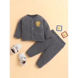 MeeMee Infants Striped Round Neck Thermal Set-picture-37