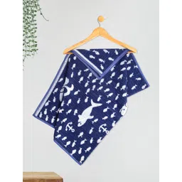 MeeMee Kids Blue & White Printed Bamboo Cotton Bath Towels-picture-36