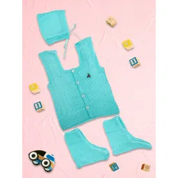 MeeMee Unisex Infant Sea Green Set Of 3 Sweater & Beanie & Booties-picture-34