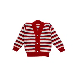 MeeMee Unisex Red & White Striped Woollen Cardigan-picture-21