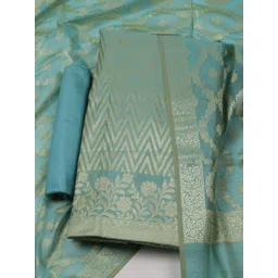 Meena Bazaar Chevron Woven Design Chanderi Silk Unstitched Dress Material-picture-19