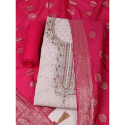 Meena Bazaar Embroidered Art Silk Unstitched Dress Material-picture-40