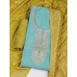 Meena Bazaar Embroidered Art Silk Unstitched Dress Material-picture-26