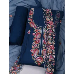 Meena Bazaar Embroidered Pure Cotton Unstitched Dress Material-picture-13